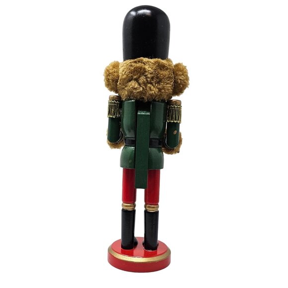Brown Teddy Bear Dummer Christmas Wood 10" Nutcracker - Picture 4 of 4